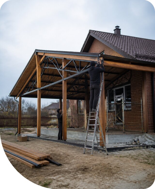 Пристройка навеса к дому и участку в Шуе под ключ